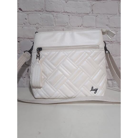 Lug Double Dip Satin Luxe Crossbody Pearl White RFID - Picture 1 of 14